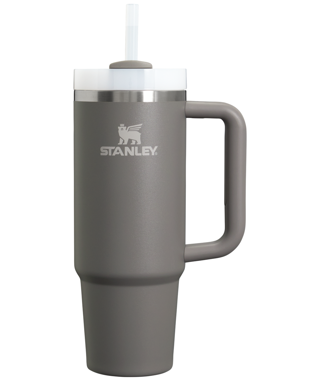 Large Capacity The Quencher H2.0 Flowstate Tumbler | Stanley Create D331C - Double-Wall Vacuum Insulated Travel Tumbler with Straw - Stone