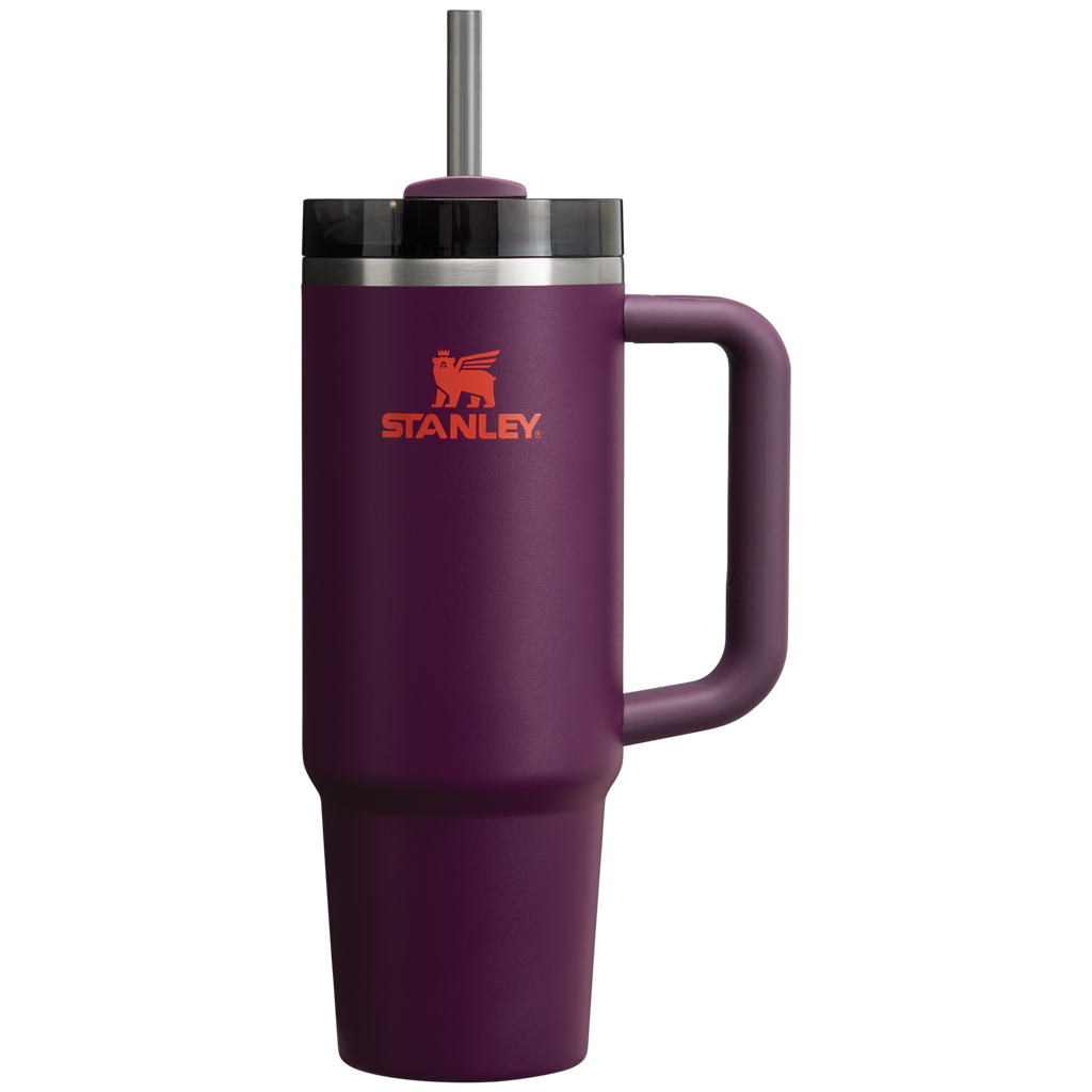 Large Capacity The Quencher H2.0 Flowstate Tumbler | Stanley Create D331C - Double-Wall Vacuum Insulated Travel Tumbler with Straw - Plum