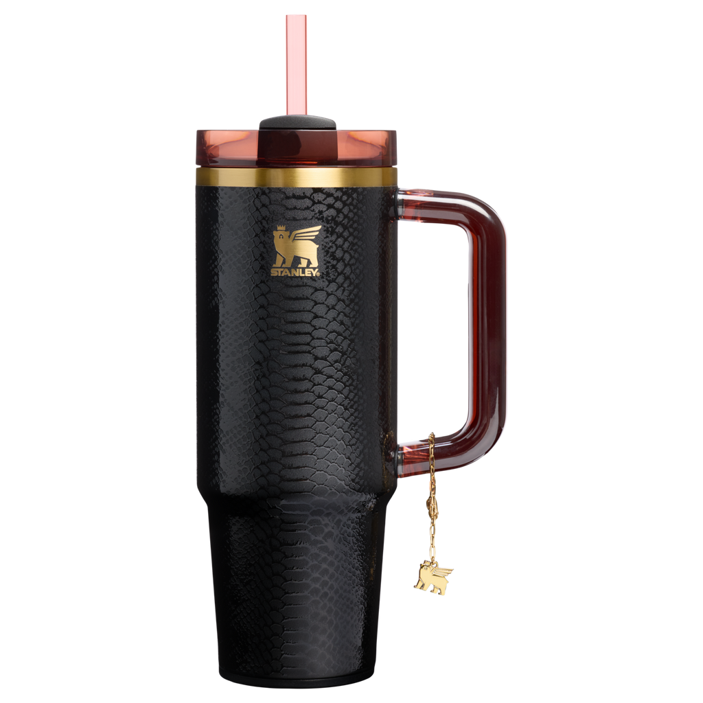 Splash-Resistant FlowState The Quencher Luxe H2.0 Flowstate Tumbler D171F - Premium Stainless Steel Straw Cup for All-Day Hydration - Black Snakeskin
