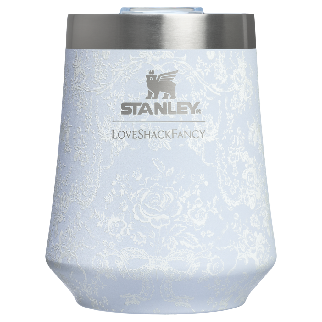Vacuum Insulated Wine Stanley 1913 x LoveShackFancy Holiday Reserve Wine Tumbler D204X - Reserve Collection Stainless Steel Whiskey Cup - Toscana Toile Alpine Blue