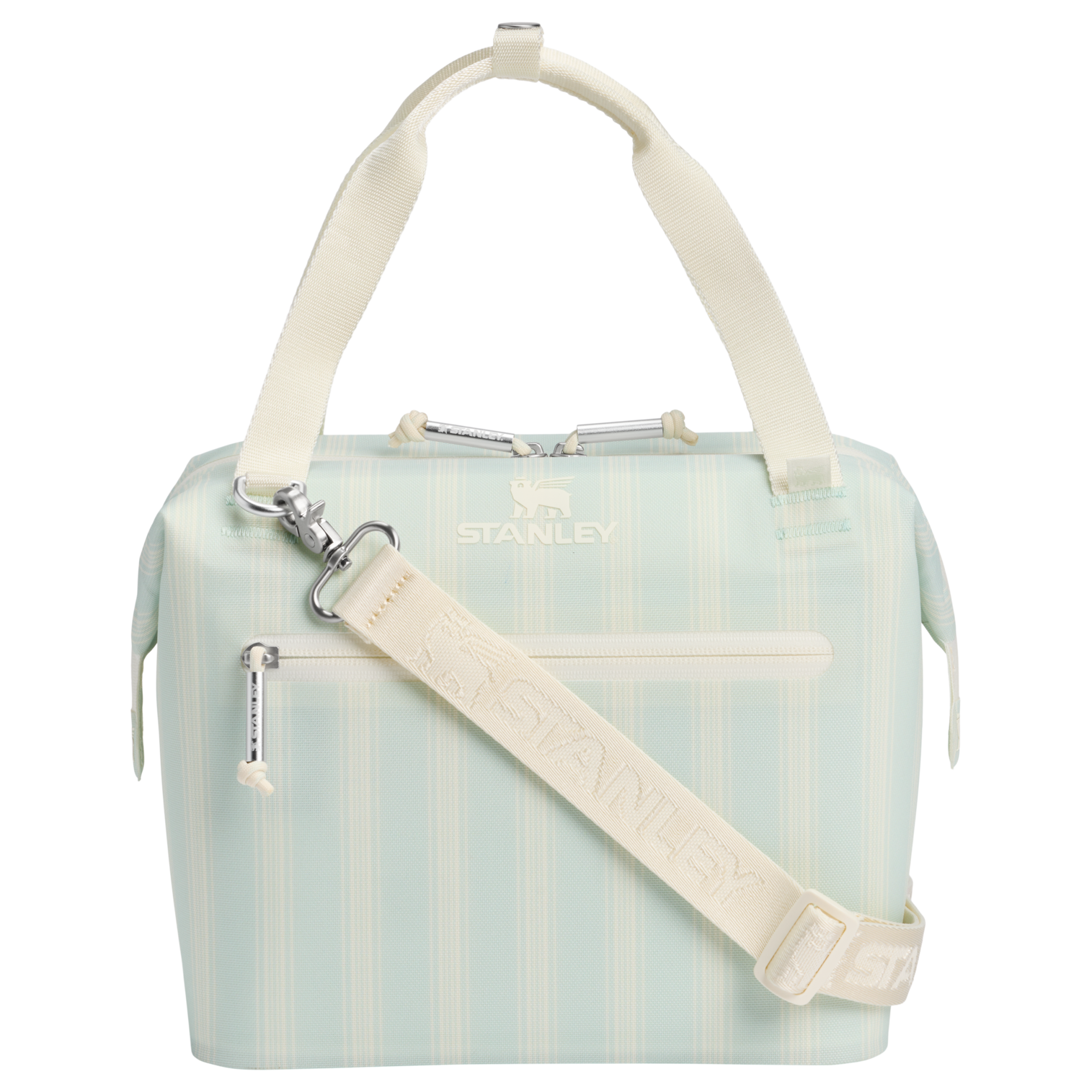 Premium All-Weather The All Day Julienne Mini Cooler D349V - Julienne Series Portable Picnic Chiller Tote - Mist Picnic Stripe