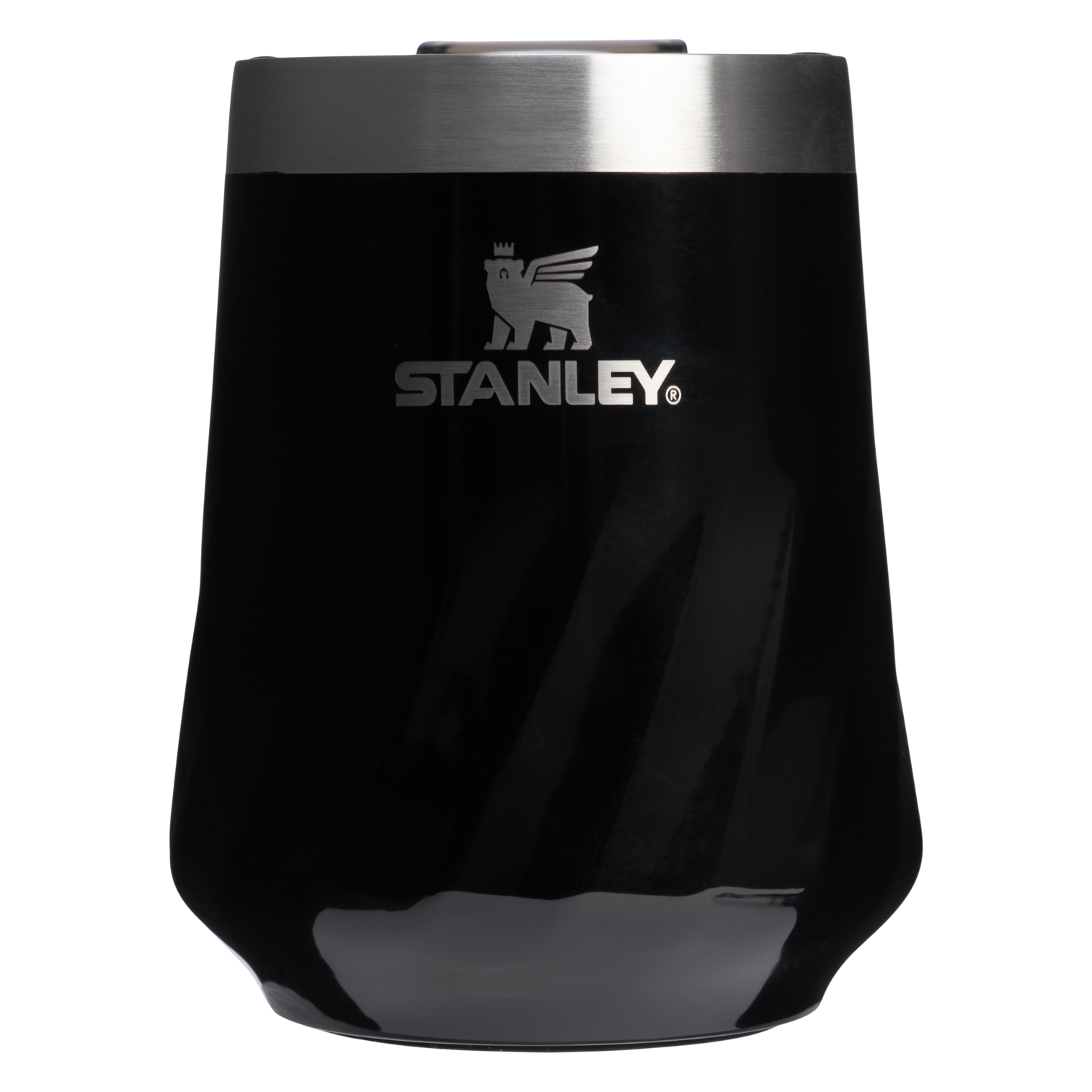 Elegant Stemless The Textured Reserve Wine Tumbler D141Z - Premium Insulated Egg-Shaped Wine Glass for Outdoors - Black Gloss