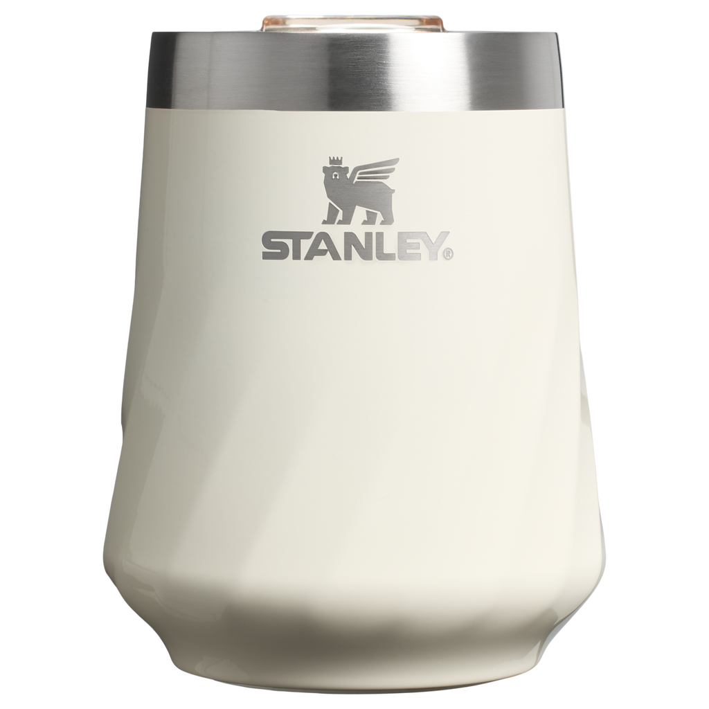 Elegant Stemless The Textured Reserve Wine Tumbler D141Z - Premium Insulated Egg-Shaped Wine Glass for Outdoors - Cream Gloss