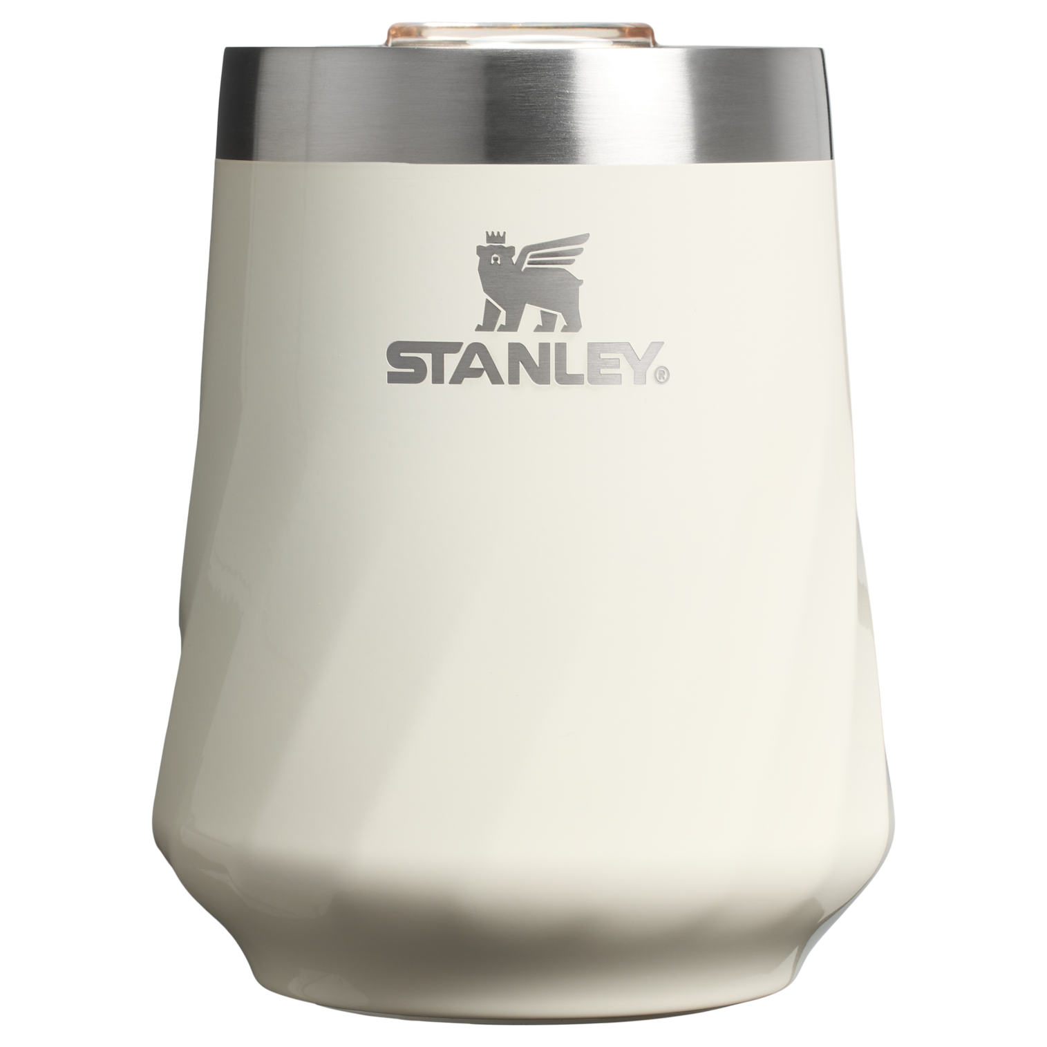 Elegant Stemless The Textured Reserve Wine Tumbler D141Z - Premium Insulated Egg-Shaped Wine Glass for Outdoors - Cream Gloss