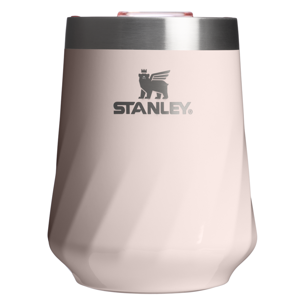 Elegant Stemless The Textured Reserve Wine Tumbler D141Z - Premium Insulated Egg-Shaped Wine Glass for Outdoors - Rose Quartz Gloss