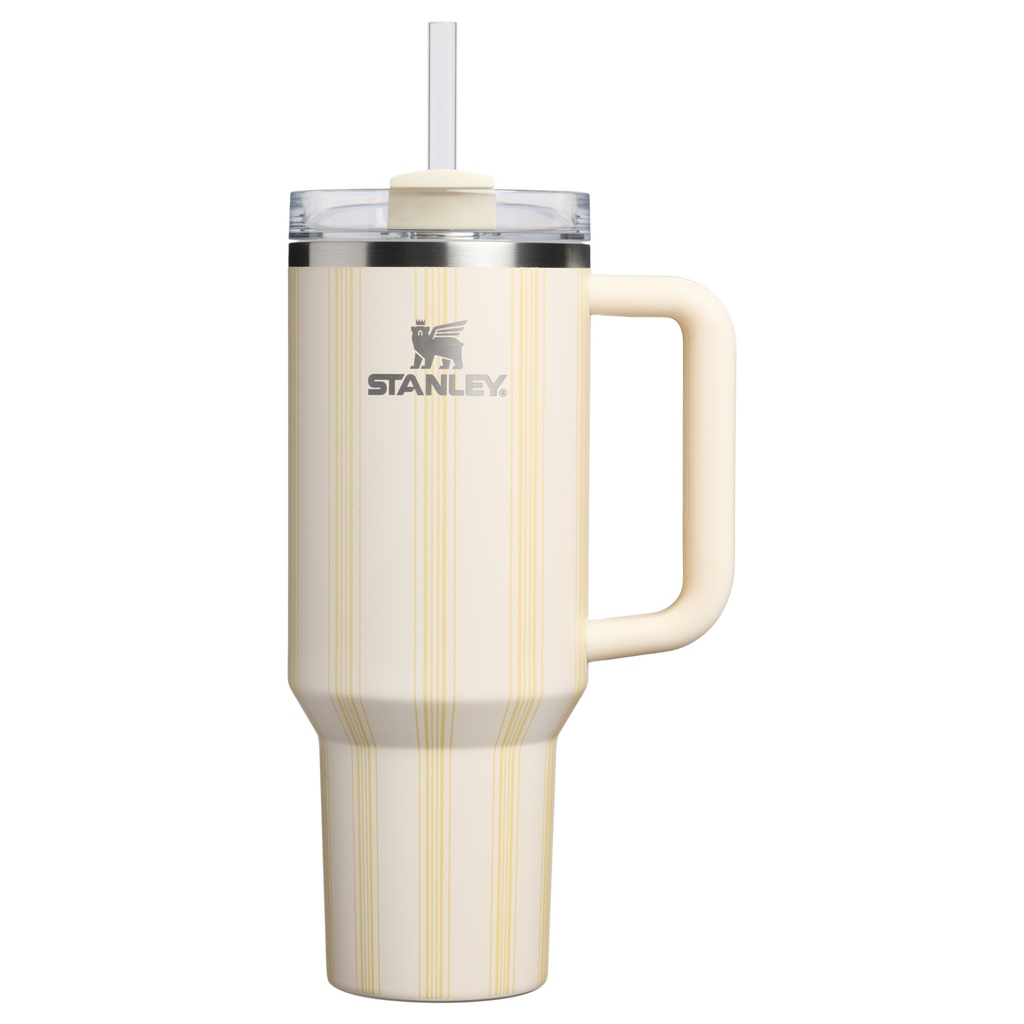 Large Capacity The Quencher H2.0 Flowstate Tumbler D342C - Premium Stainless Steel Straw Cup for All-Day Hydration - Cream Picnic Stripe