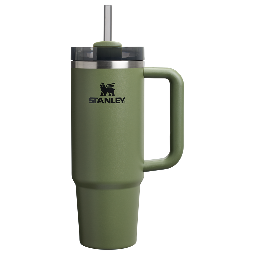Large Capacity The Quencher H2.0 Flowstate Tumbler | Stanley Create D331C - Double-Wall Vacuum Insulated Travel Tumbler with Straw - Dried Pine