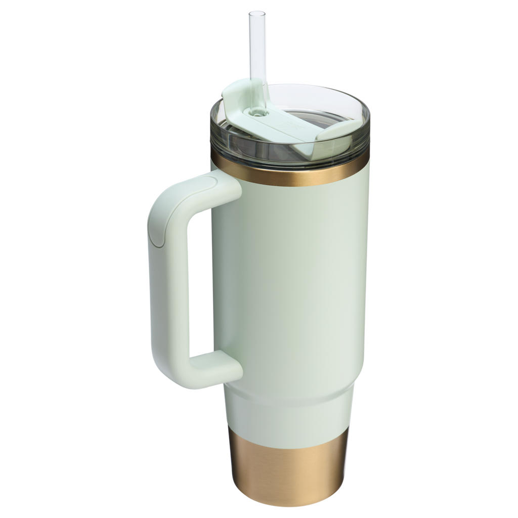 Large Capacity The Quencher H2.0 Flowstate Tumbler | Stanley Create D331C - Double-Wall Vacuum Insulated Travel Tumbler with Straw Detail