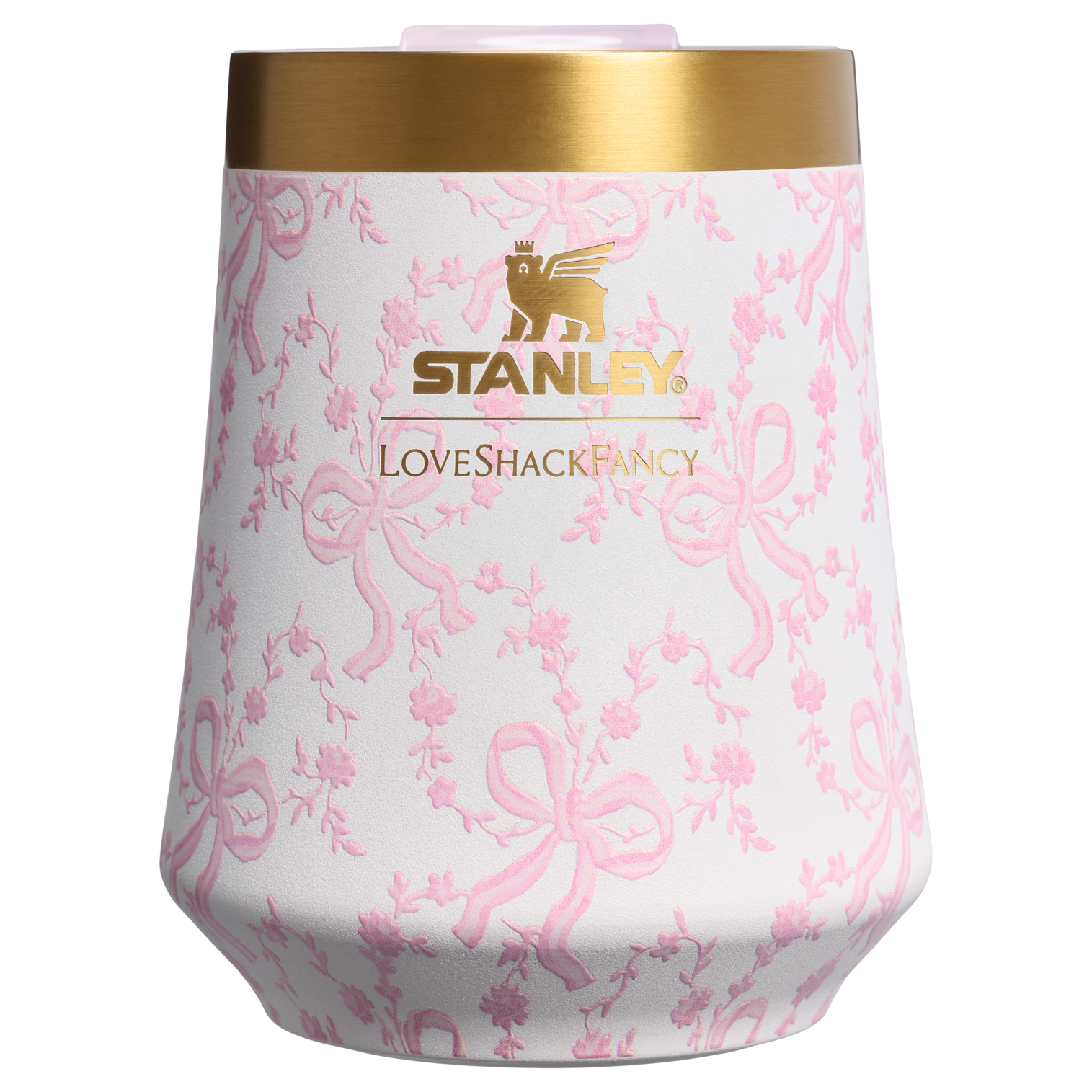 Vacuum Insulated Wine Stanley 1913 x LoveShackFancy Holiday Reserve Wine Tumbler D204X - Reserve Collection Stainless Steel Whiskey Cup - Coquette Bow Chantilly