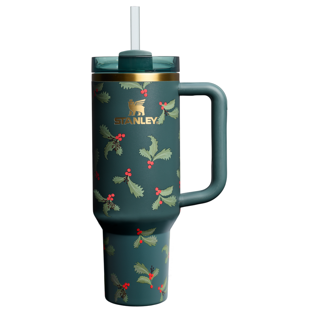 Double-Wall Vacuum The Cheers & Cheer Quencher H2.0 Flowstate Tumbler D188Q - Double-Wall Vacuum Insulated Travel Tumbler with Straw - Holiday Botanical