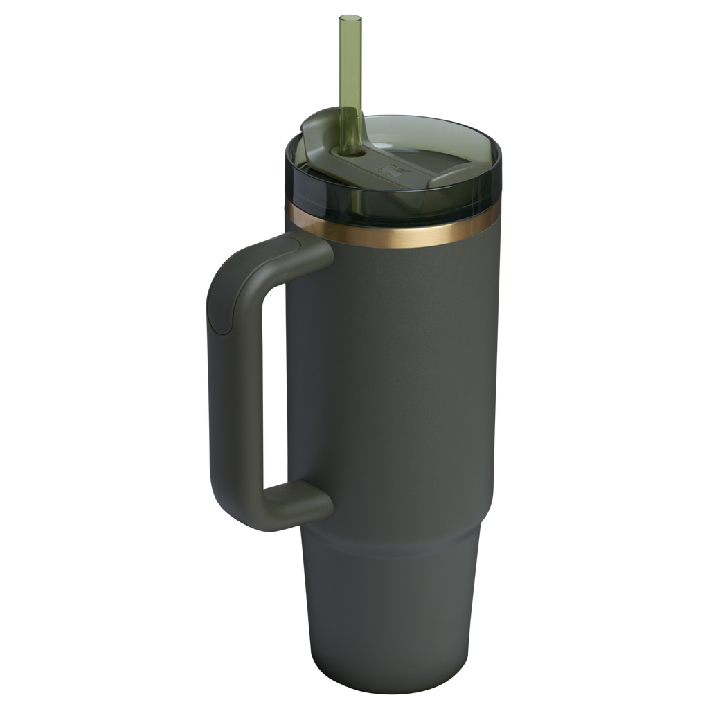 Large Capacity The Quencher H2.0 Flowstate Tumbler | Stanley Create D331C - Double-Wall Vacuum Insulated Travel Tumbler with Straw Detail