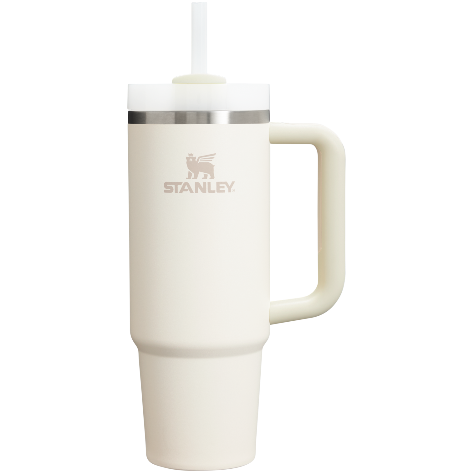 Large Capacity The Quencher H2.0 Flowstate Tumbler | Stanley Create D331C - Double-Wall Vacuum Insulated Travel Tumbler with Straw - Cream 2.0