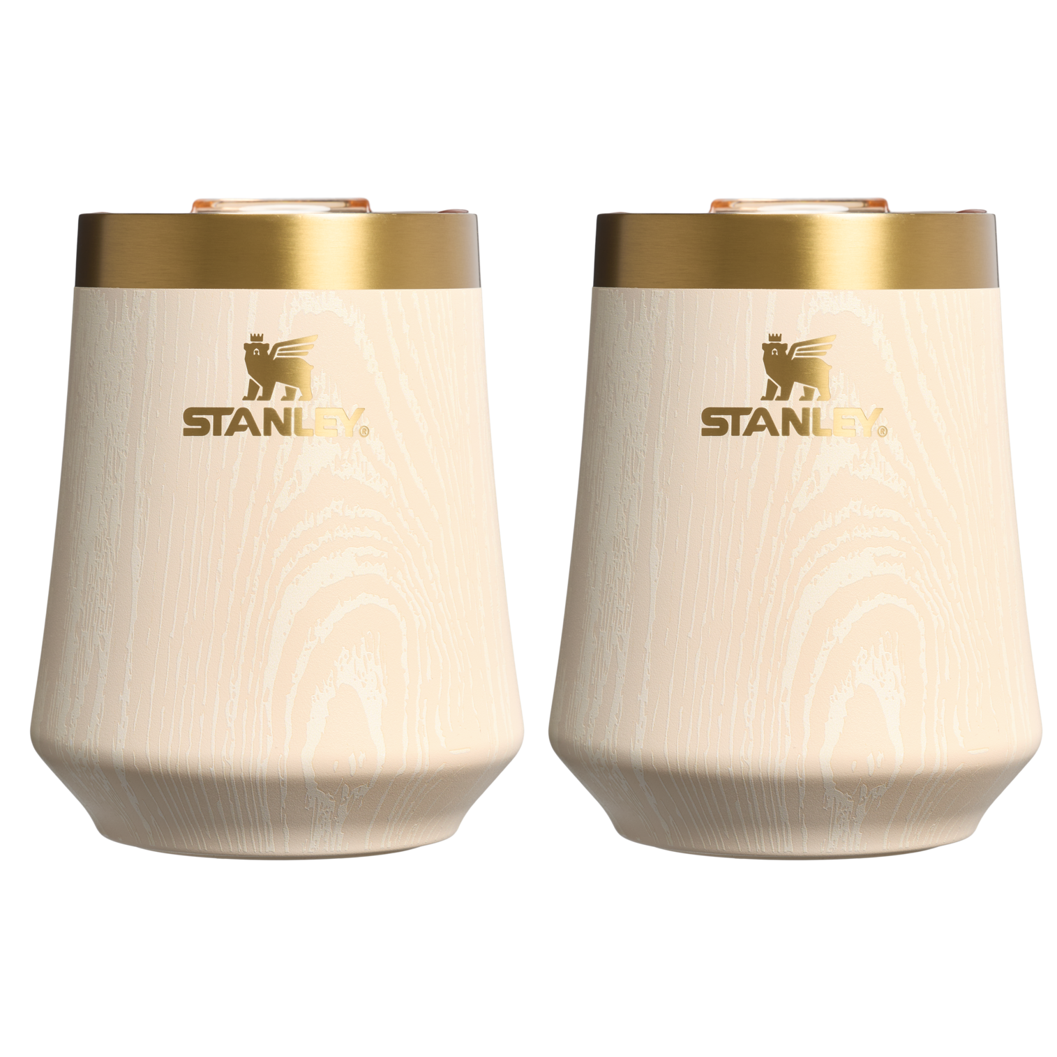 Vacuum Insulated Wine The Cheers & Cheer Reserve Wine Tumbler | 2-pack D190T - Shatterproof Flavor-Preserving Cocktail Tumbler with Lid - Birch Woodgrain