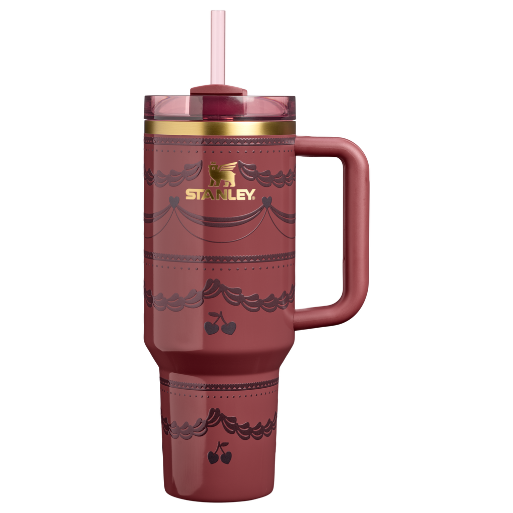 Splash-Resistant FlowState The Valentine’s Day Quencher H2.0 Flowstate Tumbler D231T - Premium Stainless Steel Straw Cup for All-Day Hydration - Red Velvet Cake
